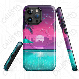 Miami Palms & Seas Cyberpunk MagSafe® iPhone® Tough Case – Vibrant Urban Vibes - iPhone 15 Pro Max