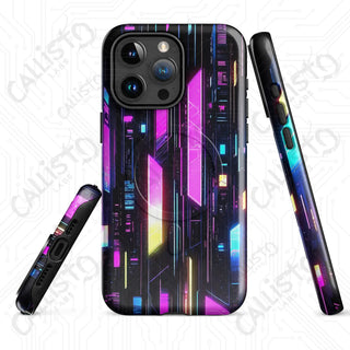 Vibrant Neon Cyberpunk Gridline MagSafe® iPhone® Tough Case – Futuristic Style & Protection - Glossy / iPhone 15 Pro Max