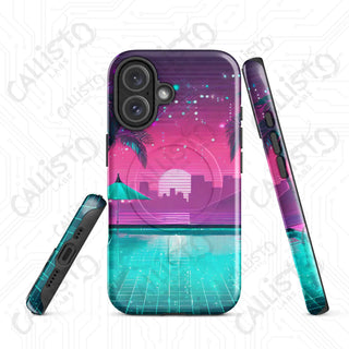 Miami Palms & Seas Cyberpunk MagSafe® iPhone® Tough Case – Vibrant Urban Vibes - iPhone 16