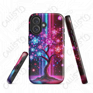 Cyberpunk Cherry Blossom MagSafe® iPhone® Tough Case – Futuristic Floral Elegance - iPhone 16