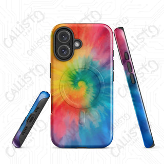 Hippie Love Tie Dye MagSafe® Tough Case iPhone® – Groovy Colorful Protection - Glossy / iPhone 16