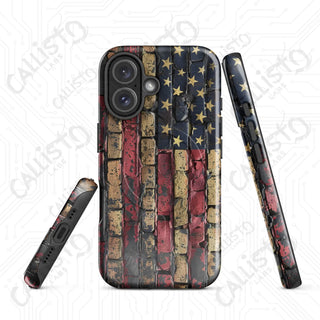 Distressed Brick American Flag MagSafe® Tough Case iPhone® – Bold Patriotic Style - Glossy / iPhone 16