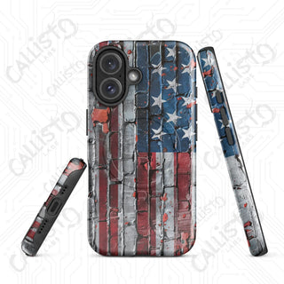 Distressed Brick American Flag MagSafe® Tough Case iPhone® – Bold Patriotic Style - Glossy / iPhone 16