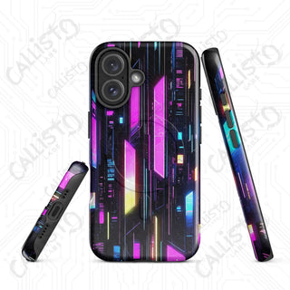 Vibrant Neon Cyberpunk Gridline MagSafe® iPhone® Tough Case – Futuristic Style & Protection - Glossy / iPhone 16