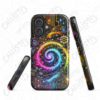 Colorful Neon Cyberpunk Rainbow Swirl MagSafe® iPhone® Tough Case – Bold & Futuristic Design - Glossy / iPhone 16