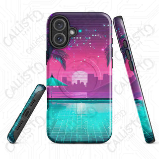 Miami Palms & Seas Cyberpunk MagSafe® iPhone® Tough Case – Vibrant Urban Vibes - iPhone 16 Plus