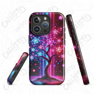 Cyberpunk Cherry Blossom MagSafe® iPhone® Tough Case – Futuristic Floral Elegance - iPhone 16 Pro