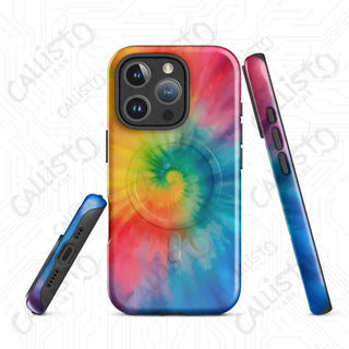 Hippie Love Tie Dye MagSafe® Tough Case iPhone® – Groovy Colorful Protection - Glossy / iPhone 16 Pro