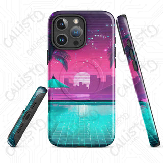 Miami Palms & Seas Cyberpunk MagSafe® iPhone® Tough Case – Vibrant Urban Vibes - iPhone 16 Pro Max