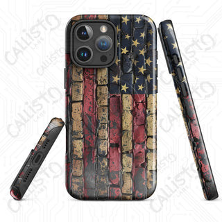 Distressed Brick American Flag MagSafe® Tough Case iPhone® – Bold Patriotic Style - Glossy / iPhone 16 Pro Max