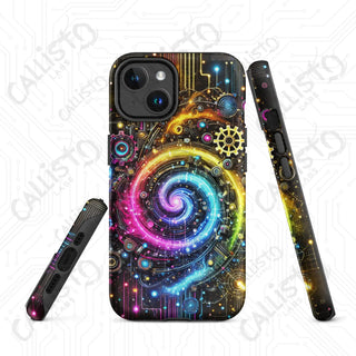 Colorful Neon Cyberpunk Rainbow Swirl MagSafe® iPhone® Tough Case – Bold & Futuristic Design - Matte / iPhone 14