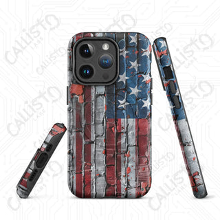 Distressed Brick American Flag MagSafe® Tough Case iPhone® – Bold Patriotic Style - Matte / iPhone 14 Pro