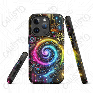 Colorful Neon Cyberpunk Rainbow Swirl MagSafe® iPhone® Tough Case – Bold & Futuristic Design - Matte / iPhone 14 Pro