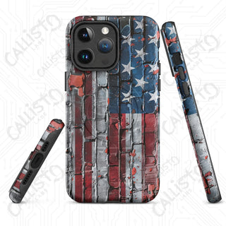 Distressed Brick American Flag MagSafe® Tough Case iPhone® – Bold Patriotic Style - Matte / iPhone 14 Pro Max