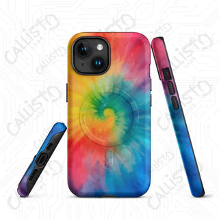 Hippie Love Tie Dye MagSafe® Tough Case iPhone® – Groovy Colorful Protection - Matte / iPhone 15