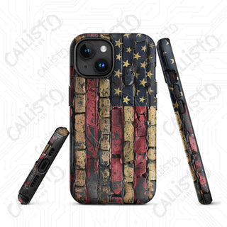 Distressed Brick American Flag MagSafe® Tough Case iPhone® – Bold Patriotic Style - Matte / iPhone 15