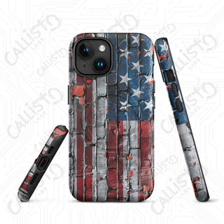 Distressed Brick American Flag MagSafe® Tough Case iPhone® – Bold Patriotic Style - Matte / iPhone 15