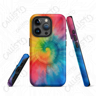 Hippie Love Tie Dye MagSafe® Tough Case iPhone® – Groovy Colorful Protection - Matte / iPhone 15 Pro