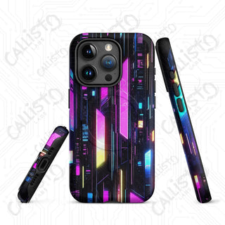 Vibrant Neon Cyberpunk Gridline MagSafe® iPhone® Tough Case – Futuristic Style & Protection - Matte / iPhone 15 Pro