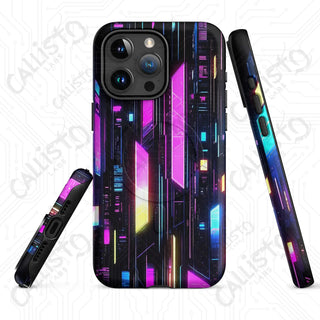 Vibrant Neon Cyberpunk Gridline MagSafe® iPhone® Tough Case – Futuristic Style & Protection - Matte / iPhone 15 Pro Max