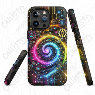 Colorful Neon Cyberpunk Rainbow Swirl MagSafe® iPhone® Tough Case – Bold & Futuristic Design - Matte / iPhone 15 Pro Max