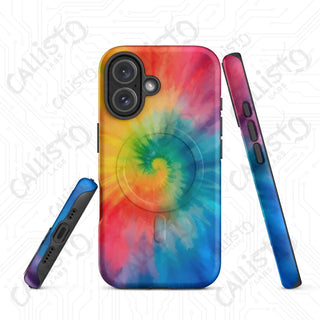 Hippie Love Tie Dye MagSafe® Tough Case iPhone® – Groovy Colorful Protection - Matte / iPhone 16