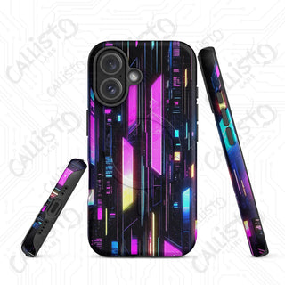 Vibrant Neon Cyberpunk Gridline MagSafe® iPhone® Tough Case – Futuristic Style & Protection - Matte / iPhone 16