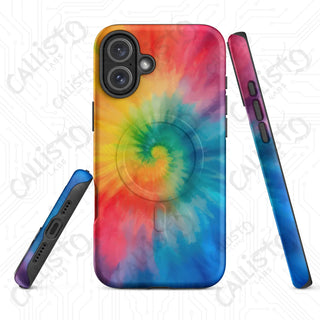 Hippie Love Tie Dye MagSafe® Tough Case iPhone® – Groovy Colorful Protection - Matte / iPhone 16 Plus