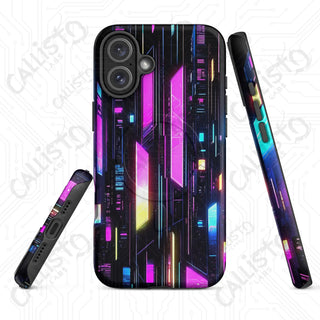 Vibrant Neon Cyberpunk Gridline MagSafe® iPhone® Tough Case – Futuristic Style & Protection - Matte / iPhone 16 Plus