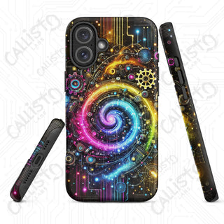 Colorful Neon Cyberpunk Rainbow Swirl MagSafe® iPhone® Tough Case – Bold & Futuristic Design - Matte / iPhone 16 Plus