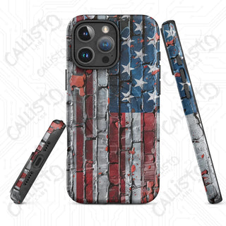 Distressed Brick American Flag MagSafe® Tough Case iPhone® – Bold Patriotic Style - Matte / iPhone 16 Pro Max