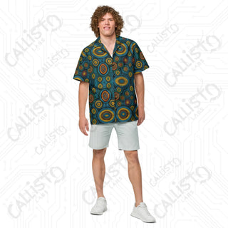 Men’s Colorful Geometric Shaped Hawaiian Button Up Shirt - 2XS