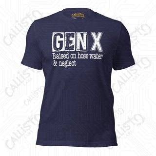 Men’s GenX Raised on Hose Water Funny T-shirt - Heather Midnight Navy / XS