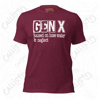 Men’s GenX Raised on Hose Water Funny T-shirt - Maroon / XS