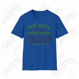 ’My Wife Gives Me Sound Advice’ Sarcastic Mens Softstyle T-Shirt - Royal / S