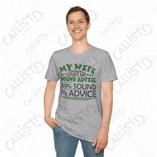 ’My Wife Gives Me Sound Advice’ Sarcastic Mens Softstyle T-Shirt