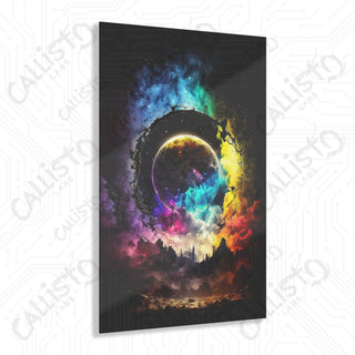 Mystical Moonscape Acrylic Panel Art - Callisto Labs Original Nebula Moon Print - 24’ x 36’ (Vertical) / Glossy