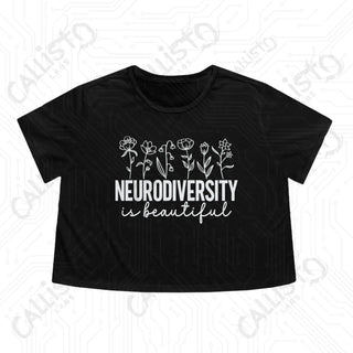 Neurodiversity is Beautiful Flowy Cropped Tee - Black / S