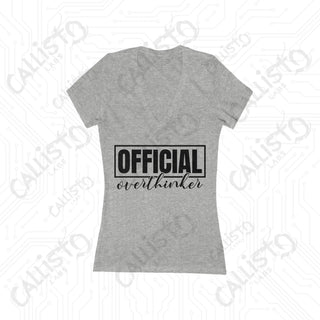 ’Official Overthinker’ Funny Deep V-Neck Tee - Jersey Short Sleeve - 2XL / Athletic Heather