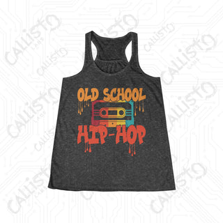 Old School Hip Hop Flowy Racerback Tank - Dark Grey Heather / XS