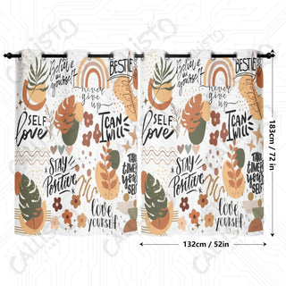 Positive Affirmations Self Love Window Curtains (2 PCS) 72x52 IN