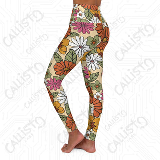 Retro Floral Hippie High Waisted Yoga Leggings