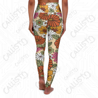 Retro Floral Hippie High Waisted Yoga Leggings