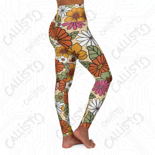 Retro Floral Hippie High Waisted Yoga Leggings