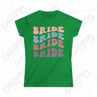 Retro Print ’Bride’ Matching Bridal Party Women’s Softstyle Tee - Irish Green / S