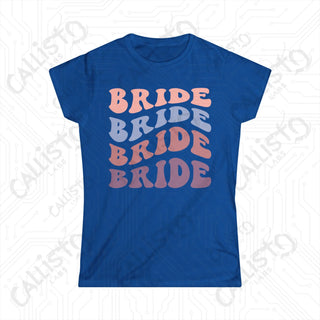 Retro Print ’Bride’ Matching Bridal Party Women’s Softstyle Tee - Royal / S