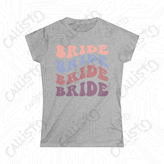 Retro Print ’Bride’ Matching Bridal Party Women’s Softstyle Tee - Sport Grey / S