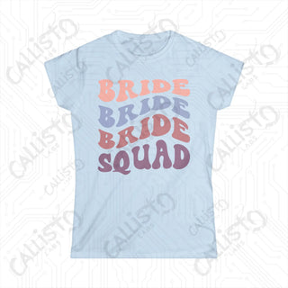 Retro Print ’Bride Squad’ Blue T-shirt for Bridal Party