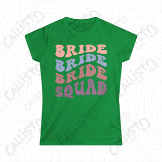 Retro Print ’Bride Squad’ Green Tee for Bridal Party