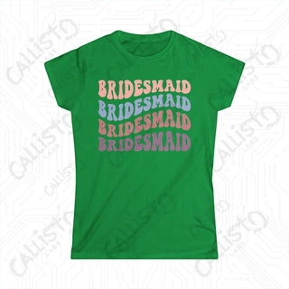 Retro Print Bridesmaid Matching Bridal Party Women’s Softstyle Tee - Irish Green / S